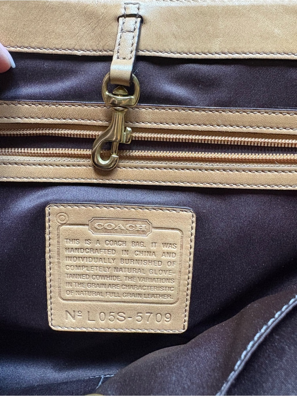 Coach Tan Leather Shoulder Bag with Front Pockets - Picture 6 of 6